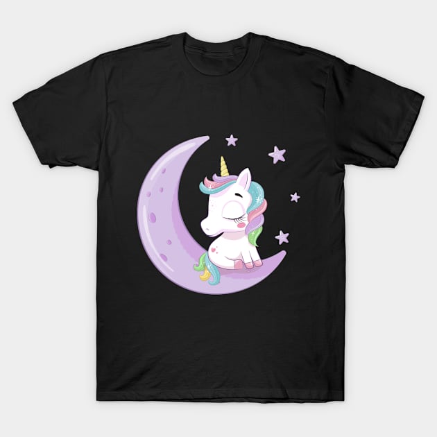 cute baby unicorn sitting moon tshirt T-Shirt by Tshirt lover 1